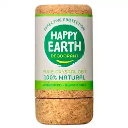 Trekpleister Happy Earth 100% Natural Pure Crystal Geurloze Deodorant Stick aanbieding