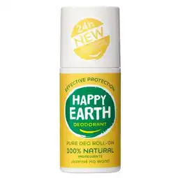 Trekpleister Happy Earth 100% Natural Jasmine Ho Wood Deodorant Roller aanbieding