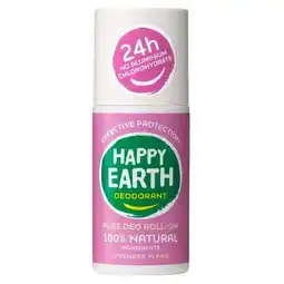 Trekpleister Happy Earth 100% Natural Lavender Ylang Deodorant Roller aanbieding