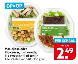 Hoogvliet Maaltijdsalades Kip caesar, mozzarella, kip sweet chili of tonijn aanbieding