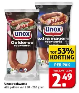 Hoogvliet Unox rookworst aanbieding