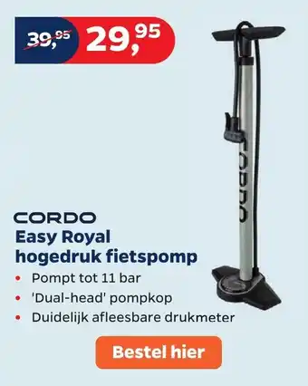 Bike Totaal Cordo Easy Royal hogedruk fietspomp aanbieding