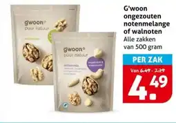 Hoogvliet G'woon ongezouten notenmelange of walnoten aanbieding