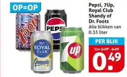 Hoogvliet Pepsi 7Up Royal Club Shandy of Dr. Foots aanbieding