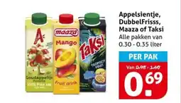Hoogvliet Appelsientje dubbelfrisss maaza of taksi aanbieding