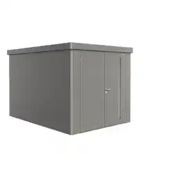 Praxis Biohort Metalen Tuinhuis Neo - Kwartsgrijs Metallic - 236x348cm - Dubbele Deur aanbieding