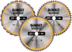 Coolblue DeWalt Cirkelzaagbladenset 305mm 3-delig 24T, 48T, 60T aanbieding