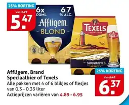 Hoogvliet Affligem, Brand Speciaalbier of Texels aanbieding
