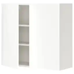 IKEA Glanzend witte wandkast met minimalistisch design, twee binnenplanken voor opslag aanbieding
