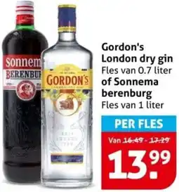 Hoogvliet Gordon's London dry gin of Sonnema berenburg aanbieding