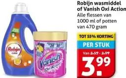 Hoogvliet Robijn wasmiddel of Vanish Oxi Action aanbieding