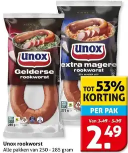 Hoogvliet Unox rookworst aanbieding