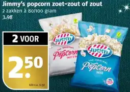 Poiesz Jimmy's popcorn zoet-zout of zout aanbieding