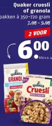 Poiesz Quaker cruesli of granola aanbieding
