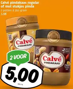 Poiesz Calvé pindakaas regular of met stukjes pinda aanbieding