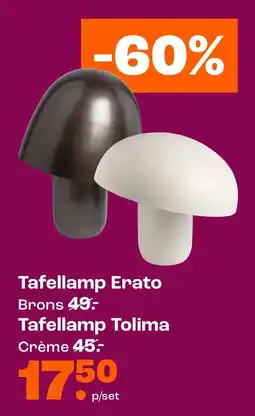 Kwantum Tafellamp Erato Brons of Tafellamp Tolima aanbieding