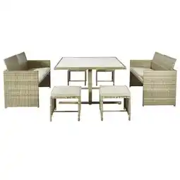 Praxis Central Park Loungeset Capri - Staal en Wicker - Natuurlijk - 5 Personen - Glazen Blad aanbieding