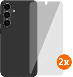 Coolblue BlueBuilt Samsung Galaxy S25 Plus Back Cover Zwart + Screenprotector Glas Duo Pack aanbieding