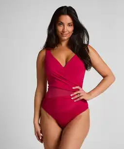Hunkemoller Hunkemöller Badpak Shaping Shell Mesh Roze aanbieding