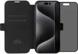 Coolblue BlueBuilt Apple iPhone 16 Pro Max Book Case Leer Zwart + Privacy Screenprotector Glas aanbieding