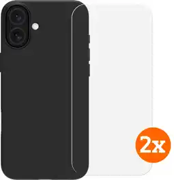 Coolblue BlueBuilt Protective Back Cover iPhone 16 Plus Transparant + Screenprotector Glas Duo Pack aanbieding