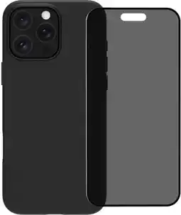 Coolblue BlueBuilt Back Cover iPhone 16 Pro Max Zwart + Privacy Filter Screenprotector Glas aanbieding