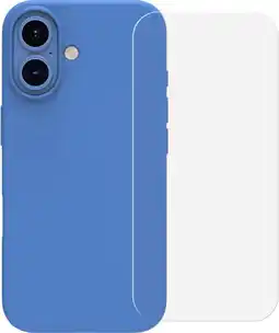 Coolblue BlueBuilt Back Cover iPhone 16 Blauw + Screenprotector Glas aanbieding