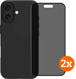 Coolblue BlueBuilt Back Cover iPhone 17 Zwart + Privacy Filter Screenprotector Duo Pack aanbieding