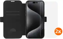 Coolblue BlueBuilt Apple iPhone 16 Pro Max Book Case Leer Zwart + Screenprotector Glas Duo Pack aanbieding
