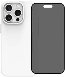 Coolblue BlueBuilt Back Cover iPhone 16 Pro Wit + Privacy Filter Screenprotector Glas aanbieding