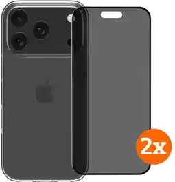 Coolblue BlueBuilt Back Cover iPhone 17 Pro Transparant + Privacy Filter Screenprotector Duo Pack aanbieding