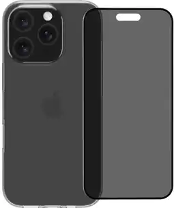 Coolblue BlueBuilt Back Cover iPhone 16 Pro Transparant + Privacy Filter Screenprotector Glas aanbieding