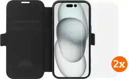 Coolblue BlueBuilt Apple iPhone 16 Book Case Leer Zwart + Screenprotector Glas Duo Pack aanbieding