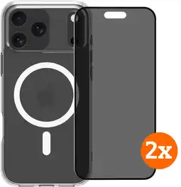 Coolblue BlueBuilt Cover MagSafe iPhone 17 Pro Max Transparant + Privacy Protector Duo Pack aanbieding