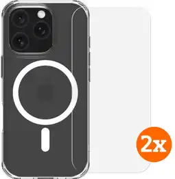 Coolblue BlueBuilt Protective Back Cover met MagSafe iPhone 16 Pro + Screenprotector Glas Duo Pack aanbieding