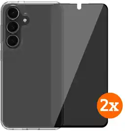 Coolblue BlueBuilt Protective Cover Samsung Galaxy S25 Transparant + Privacy Protector Duo Pack aanbieding