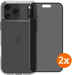 Coolblue BlueBuilt Protective Cover iPhone 17 Pro Max Transparant + Privacy Protector Duo Pack aanbieding