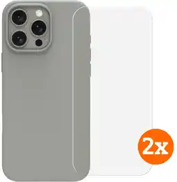 Coolblue BlueBuilt Back Cover iPhone 16 Pro Max Grijs + Screenprotector Glas Duo Pack aanbieding