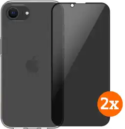 Coolblue BlueBuilt Back Cover iPhone 16e Transparant + Privacy Filter Screenprotector Glas Duo Pack aanbieding