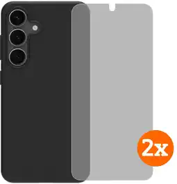 Coolblue BlueBuilt Samsung Galaxy S25 Back Cover Zwart + Screenprotector Glas Duo Pack aanbieding