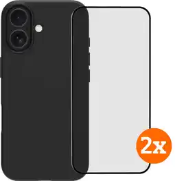 Coolblue BlueBuilt Back Cover iPhone 17 Zwart + Screenprotector Glas Duo Pack aanbieding