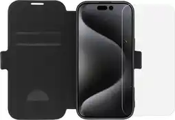 Coolblue BlueBuilt Apple iPhone 16 Pro Book Case Leer Zwart + Screenprotector Glas aanbieding