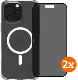 Coolblue BlueBuilt Protective Cover MagSafe iPhone 16 Pro Max + Privacy Screenprotector Duo Pack aanbieding