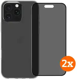 Coolblue BlueBuilt Back Cover iPhone 16 Pro Max Transparant + Privacy Screenprotector Duo Pack aanbieding