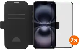 Coolblue BlueBuilt Apple iPhone 17 Book Case Leer Zwart + Screenprotector Glas Duo Pack aanbieding