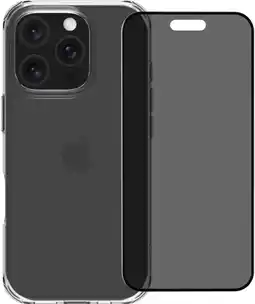 Coolblue BlueBuilt Protective Back Cover iPhone 16 Pro Transparant + Privacy Screenprotector Glas aanbieding