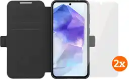 Coolblue BlueBuilt Samsung Galaxy A56 Book Case Zwart + Screenprotector Glas Duo Pack aanbieding