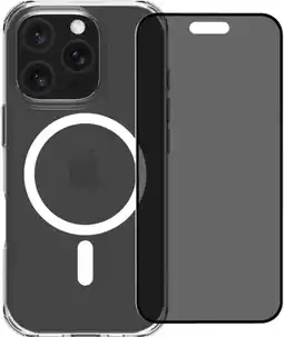 Coolblue BlueBuilt Protective Back Cover met MagSafe iPhone 16 Pro + Privacy Screenprotector Glas aanbieding