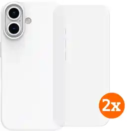 Coolblue BlueBuilt Back Cover iPhone 16 Wit + Screenprotector Glas Duo Pack aanbieding