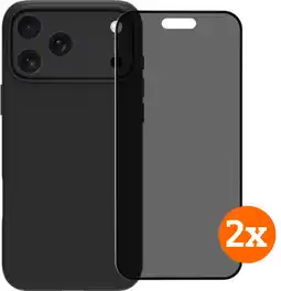 Coolblue BlueBuilt Back Cover iPhone 17 Pro Max Zwart + Privacy Filter Screenprotector Duo Pack aanbieding